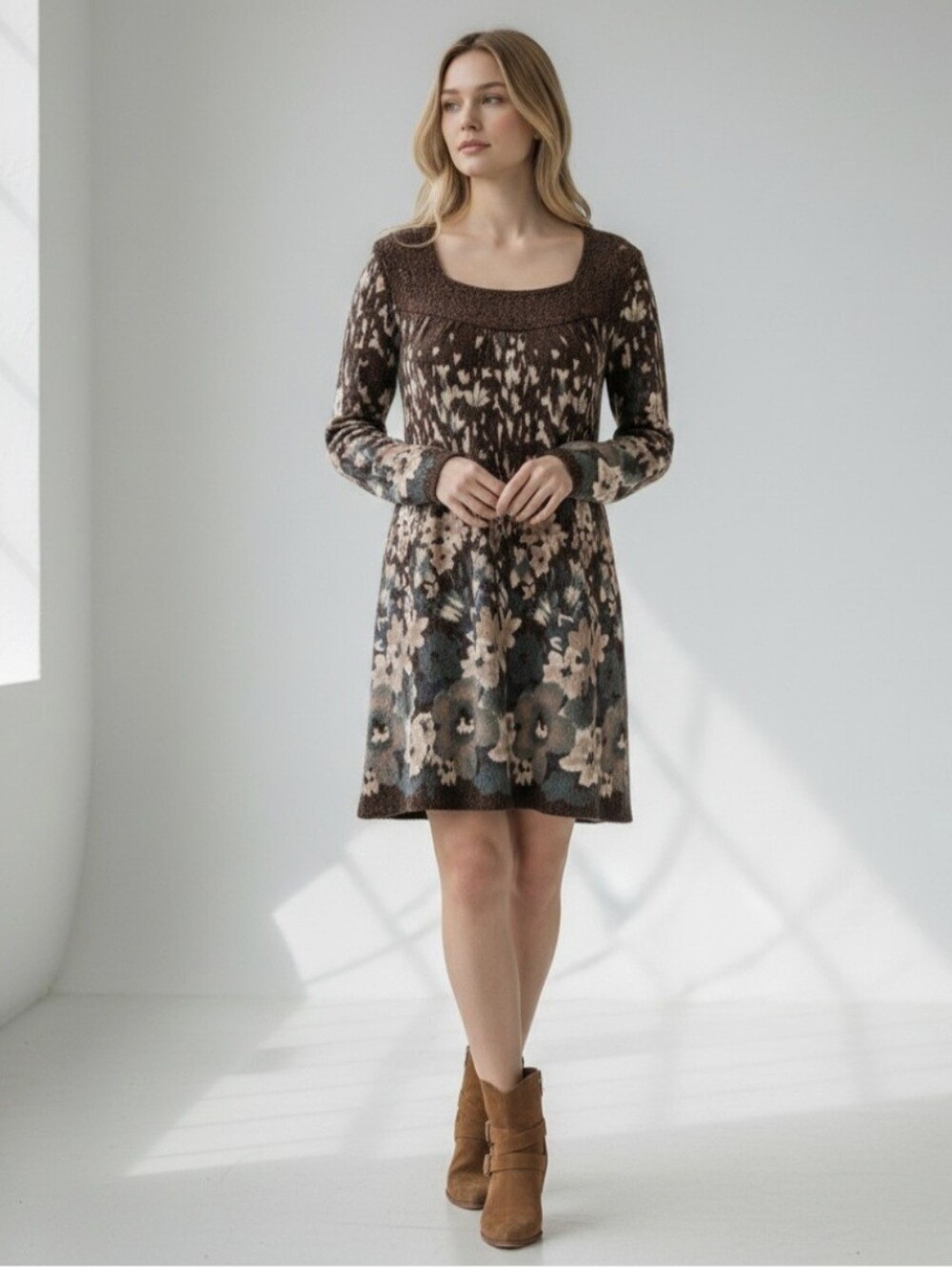 Adore women's sweater dress long sleeve tunic grey blue medium‎